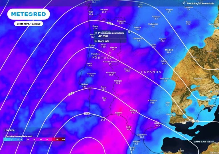A frente com mais chuva da semana chegará nesta sexta-feira 12: as 5 regiões mais afetadas; até 42 mm