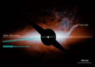 O Telescópio Espacial James Webb capta uma estrutura semelhante a uma cauda de gato no sistema Beta Pictoris