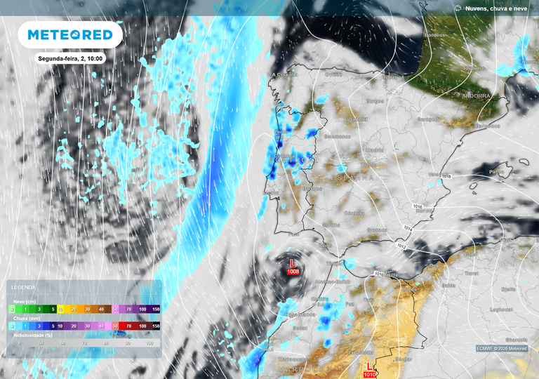 A gota fria que se aproxima deixar&aacute; chuva em Portugal de 2 a 5 de mar&ccedil;o