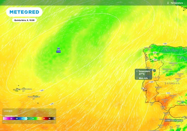 A instabilidade persiste em Portugal at&eacute; quarta-feira, mas o anticiclone vai impor-se: m&aacute;ximas voltam a subir