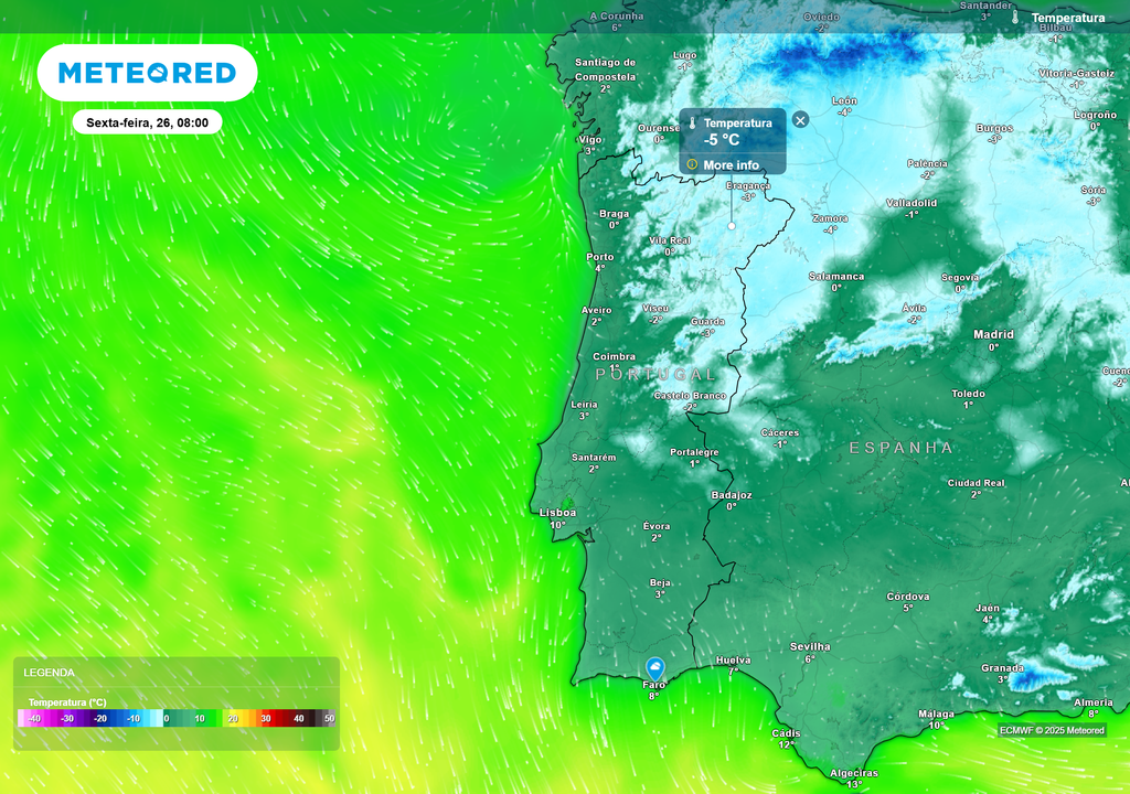 Mapa atmosférico: temperatura