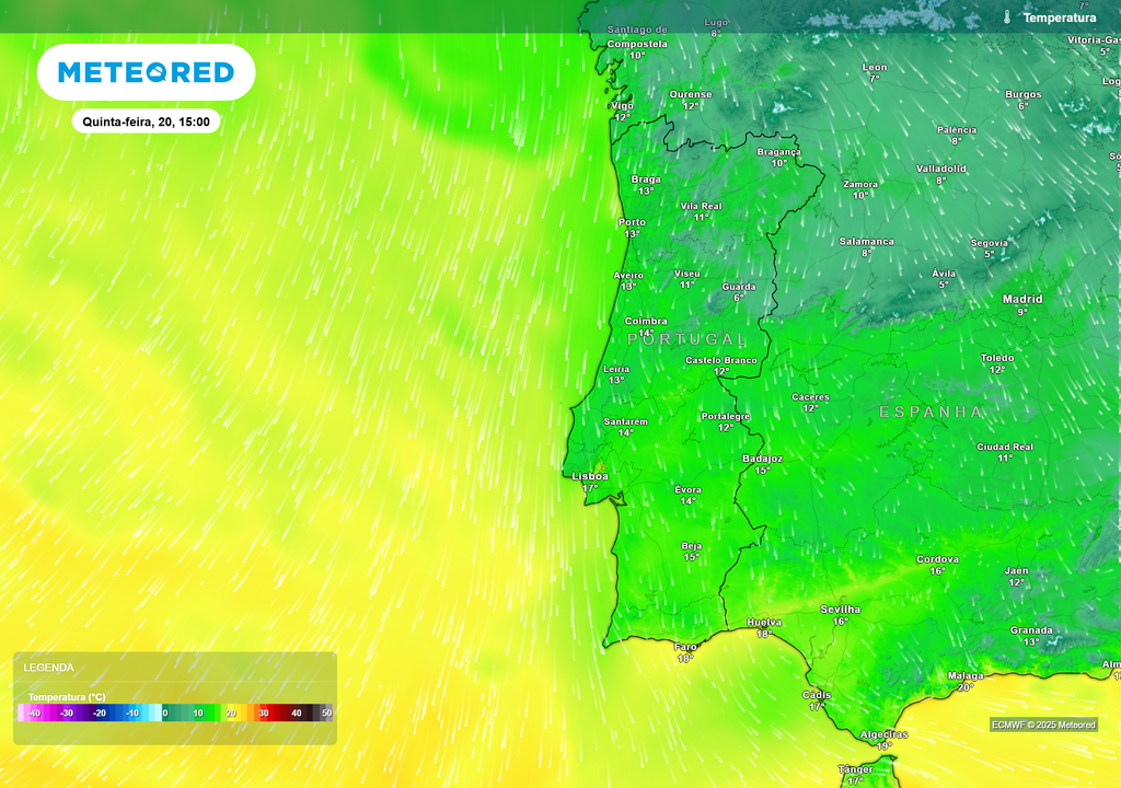 Mapa atmosférico: Temperatura