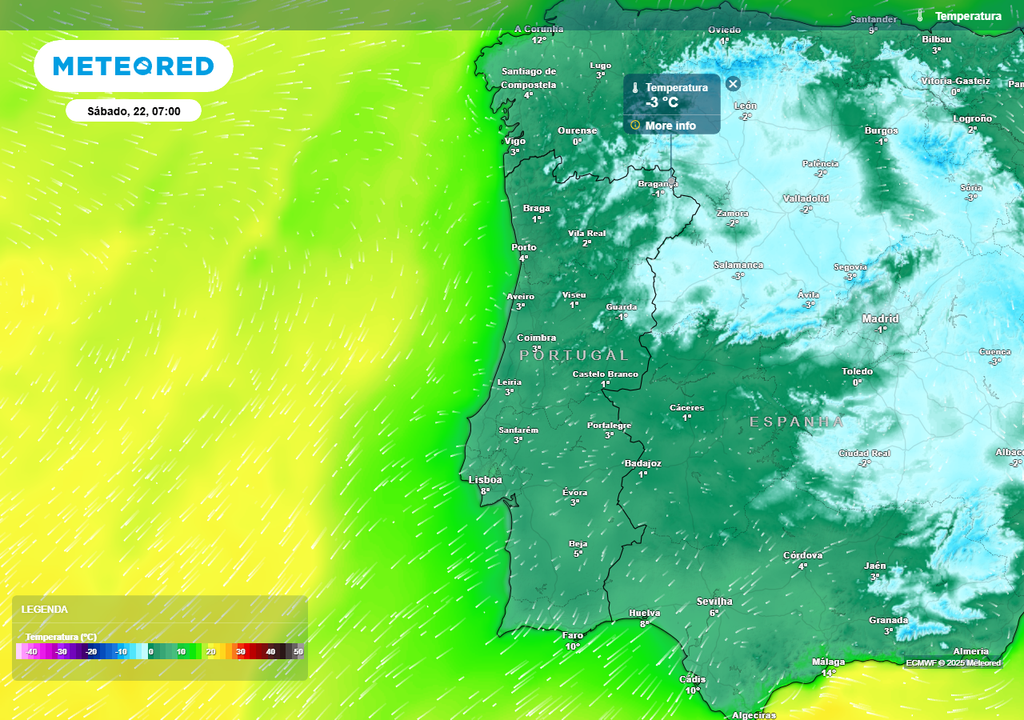 Mapa atmosférico: Temperatura