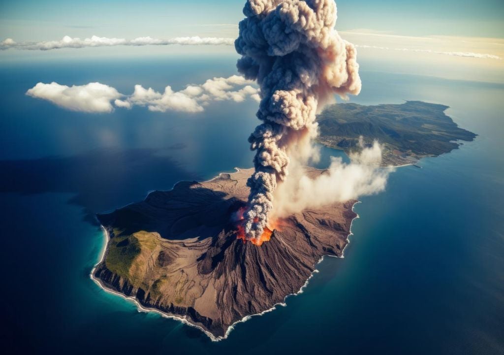 erupción de un volcán submarino