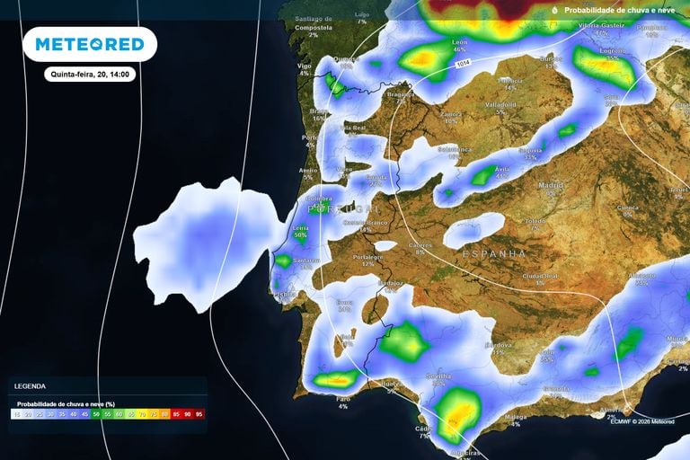 A partir das 11 horas a chuva chegar&aacute; a v&aacute;rios distritos de Portugal: veja onde a probabilidade ser&aacute; maior