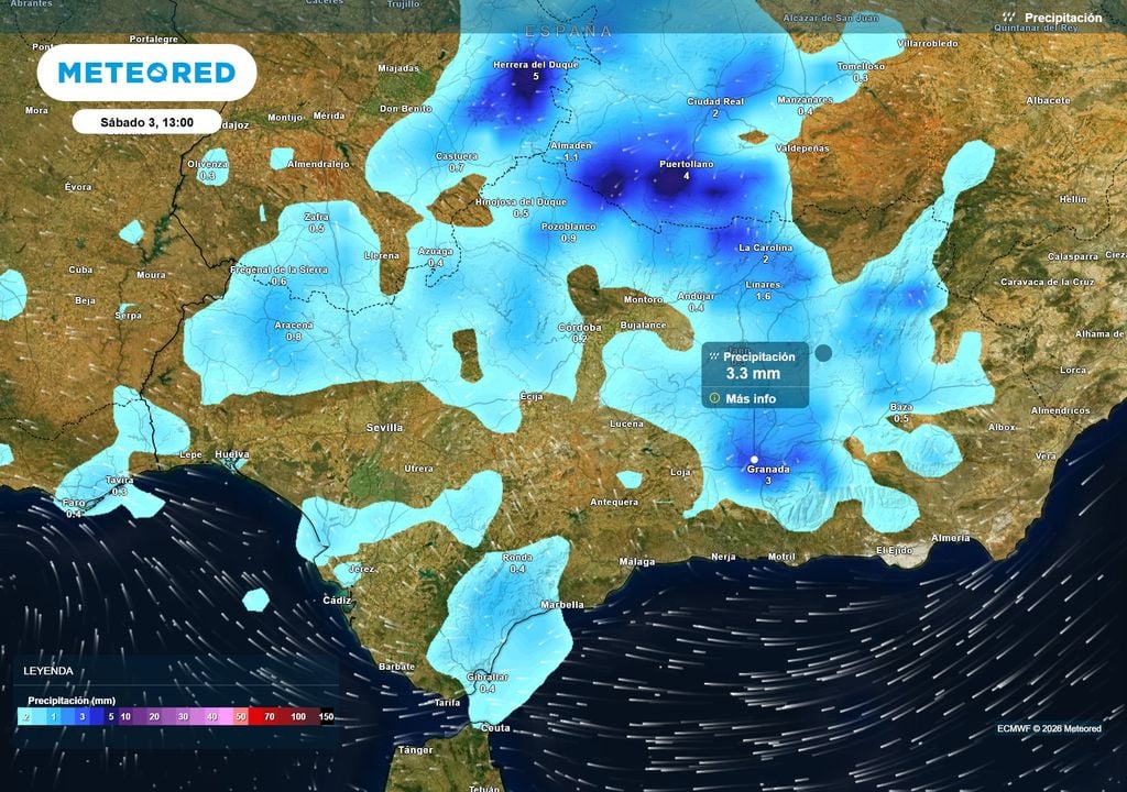 Las precipitaciones se concentrarán en el interior de la mitad oriental, pero también descargarán, con menor intensidad, en amplias zonas de la mitad occidental.