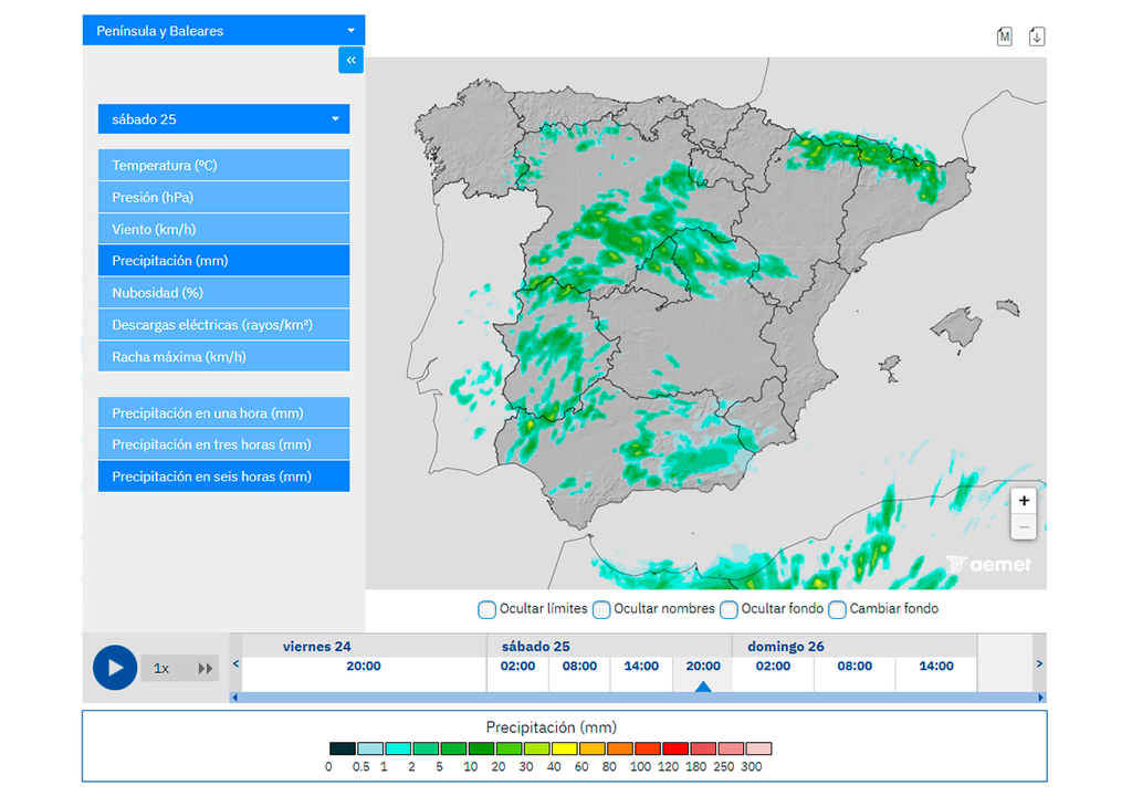 El modelo Harmonie de la AEMET prevé que esta tarde la España peninsular será un nido de tormentas.