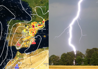 A partir de las 14 horas crecerán tormentas con muchos rayos y vientos de más de 80 km/h en estas zonas de España