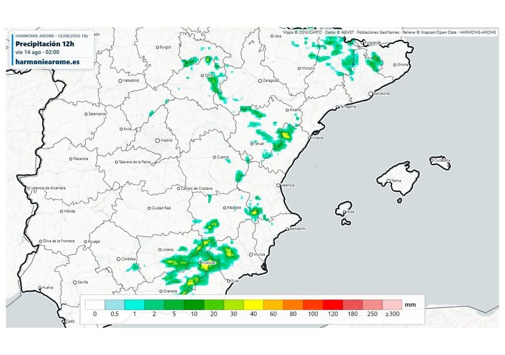 Las tormentas de esta tarde dejarán acumulados localmente significativos. Fuente: Harmoniearome.es