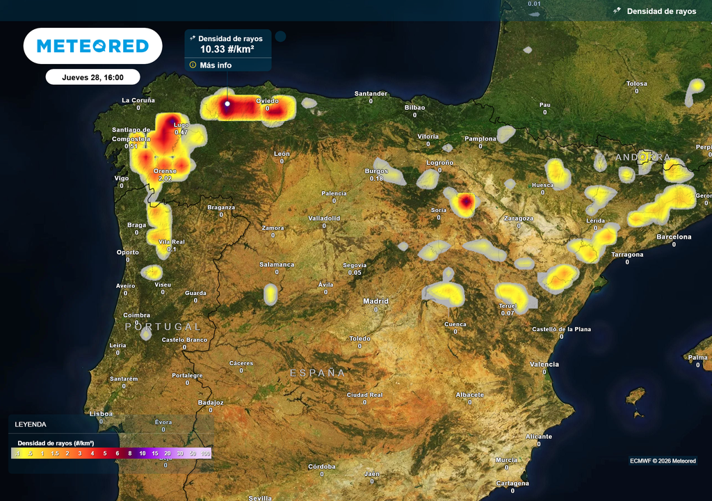 Las tormentas irán acompañadas de abundante aparato eléctrico.