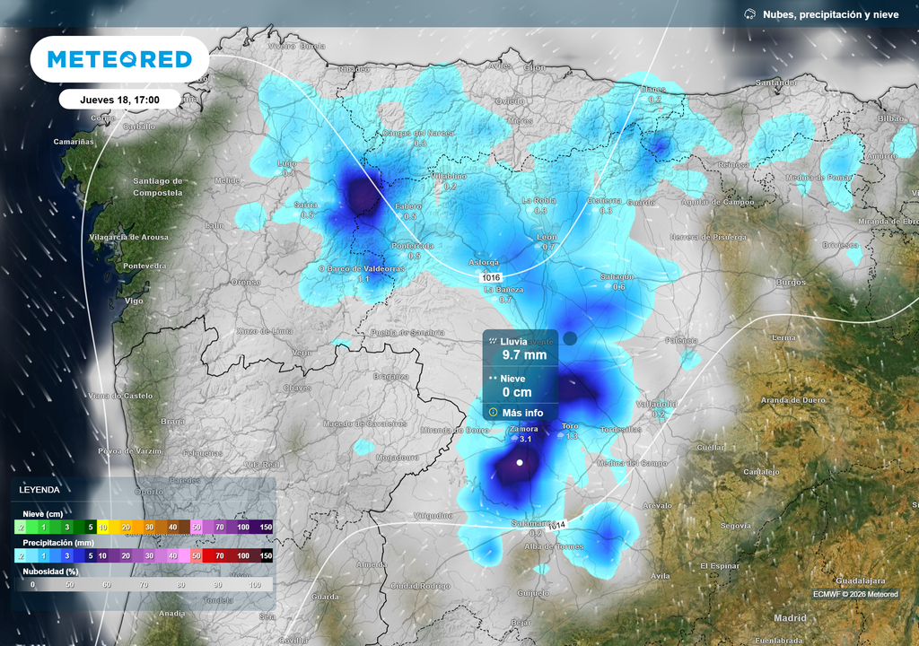 La formación de nubes convectivas frenará la subida térmica a partir del mediodía en Castilla y León.