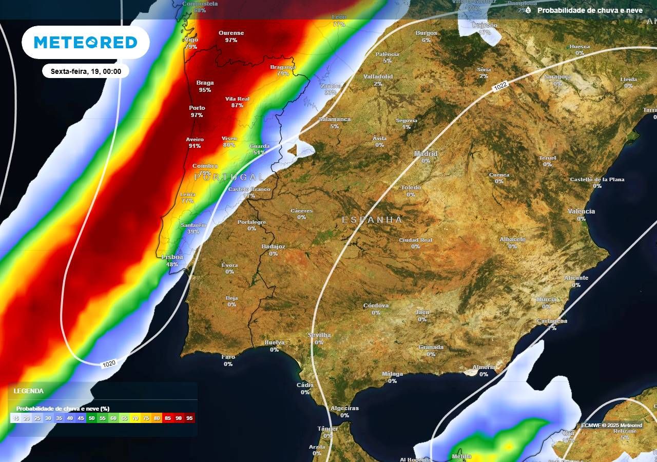 Duas frentes frias atlânticas trazem chuva, neve e frio intenso a Portugal continental até domingo
