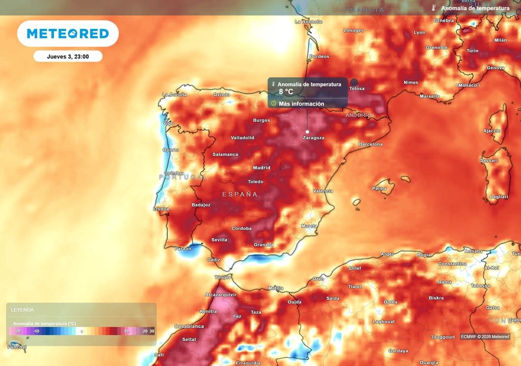 Anomalías de temperatura durante la madrugada del miércoles al jueves. El calor también regresa durante las noches.