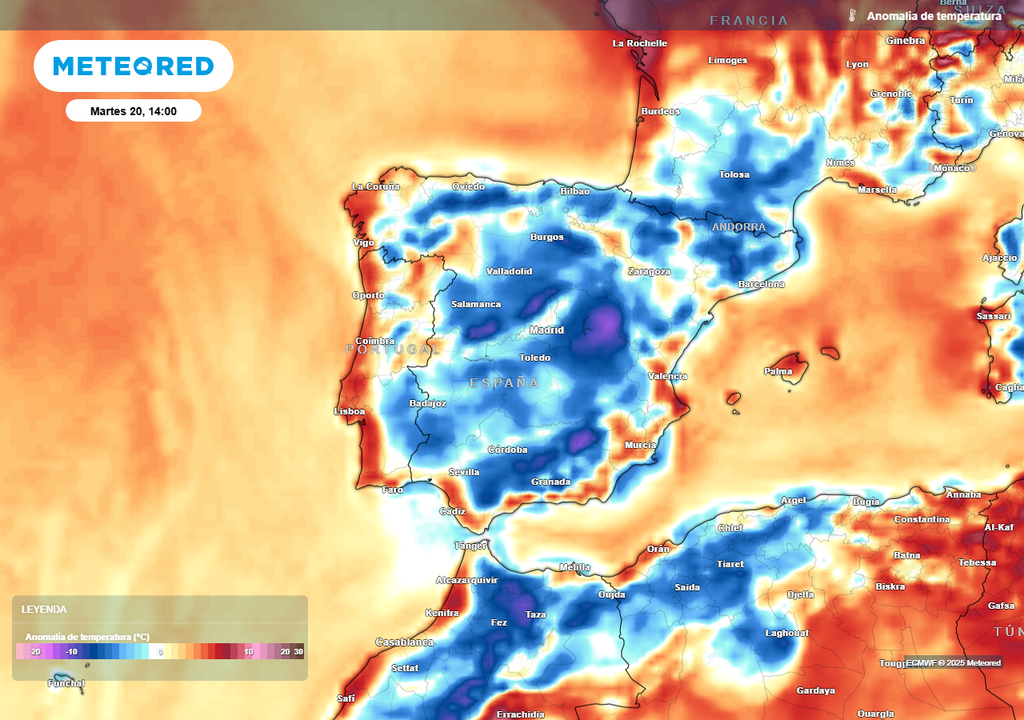 Mapa de anomalías de temperatura Mapa de anomalías de temperatura