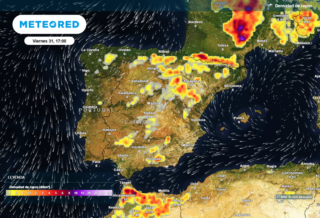 Las tormentas de este fin de semana pueden dejar bastante actividad eléctrica, granizadas y reventones en zonas de montaña y en el interior este.