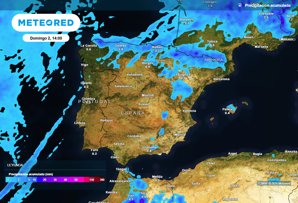 En general, los acumulados de lluvia no serán muy destacables.