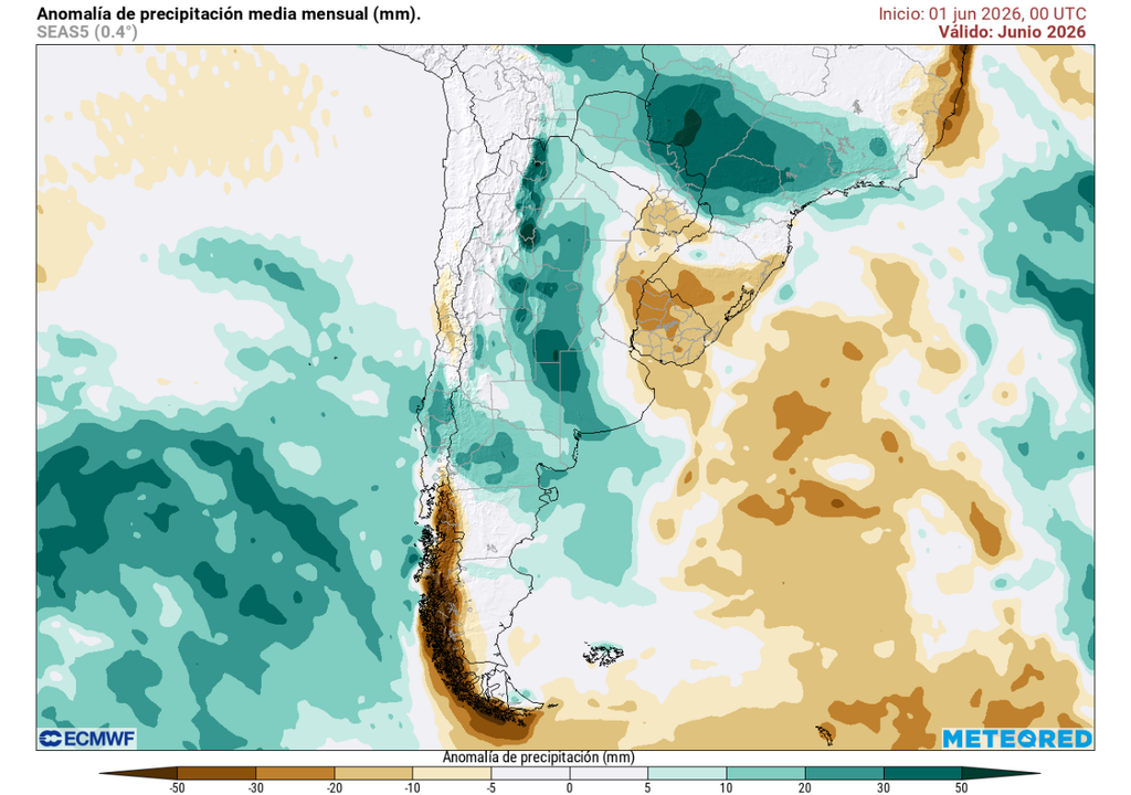anomalía de precipitación Sólo el centro sur del país espera lluvias sobre el promedio en este mes de junio.