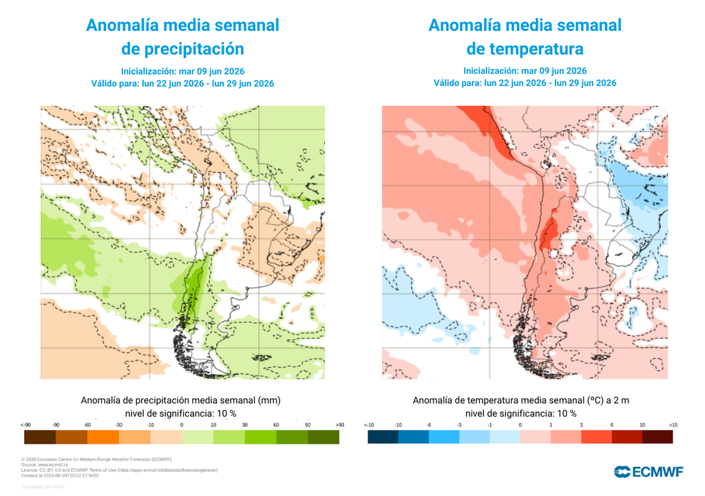 anomalías semanales de temperatura y precipitación Aunque el ambiente se mantendrá más cálido, las precipitaciones regresarán a varias regiones del país en la última semana de junio.
