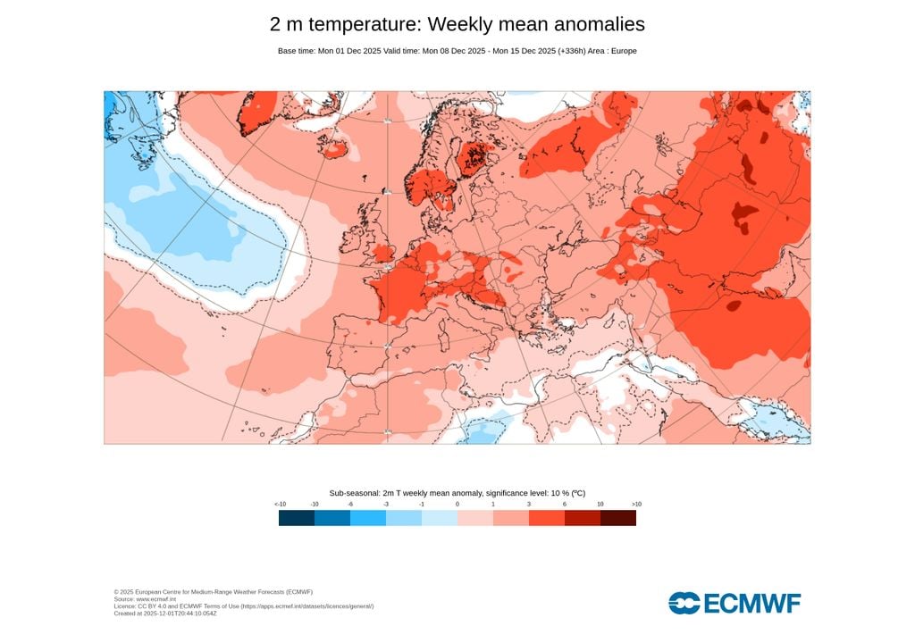 anomalias térmicas; 8 a 15 de dezembro