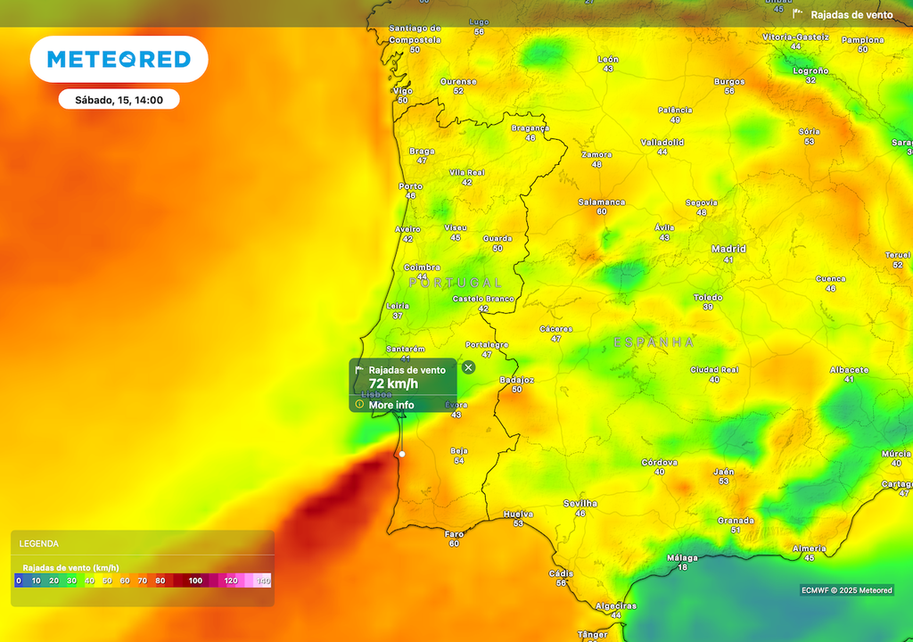 Rajadas superiores a 70 km/h no sul de Portugal. Rajadas superiores a 70 km/h no sul de Portugal.