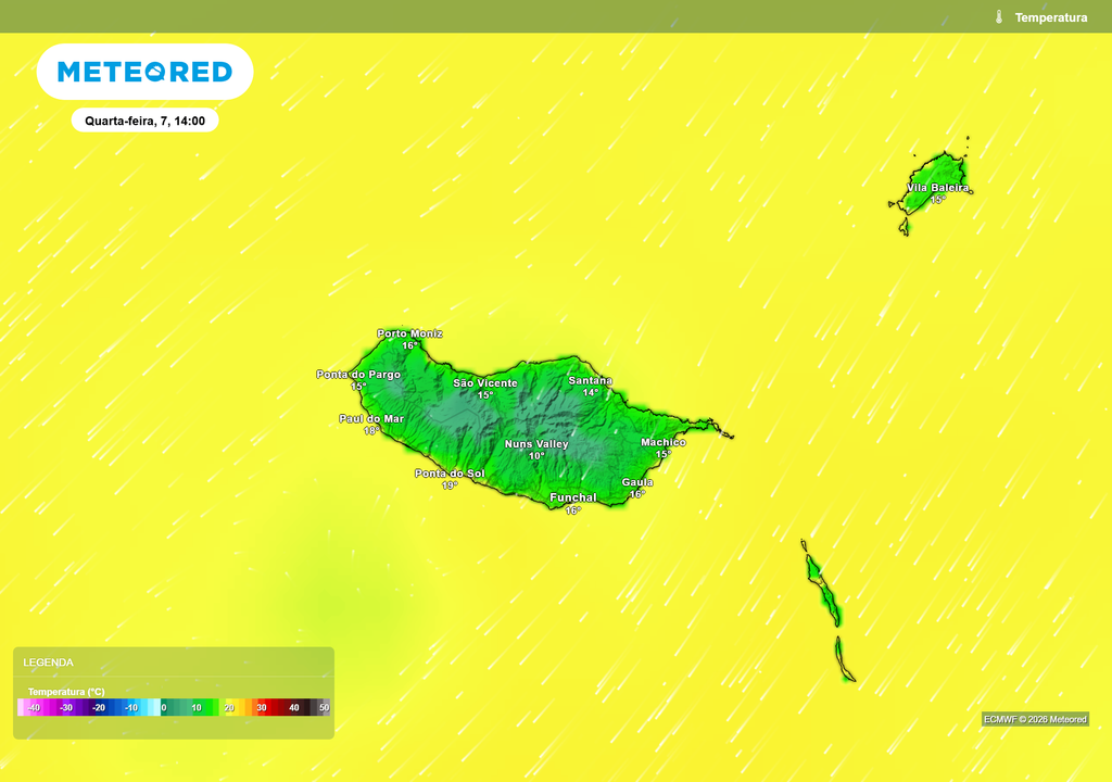 Mapa atmosférico: Temperatura