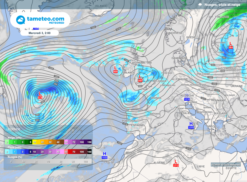 Les dépressions seront encore assez vigoureuses pour empêcher l'anticyclone de venir apporter une météo plus ensoleillée.