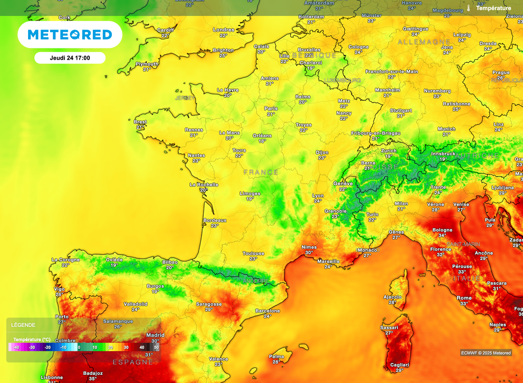 Températures assez basses demain jeudi pour un mois de juillet sur la majorité du pays. Températures assez basses demain jeudi pour un mois de juillet sur la majorité du pays.