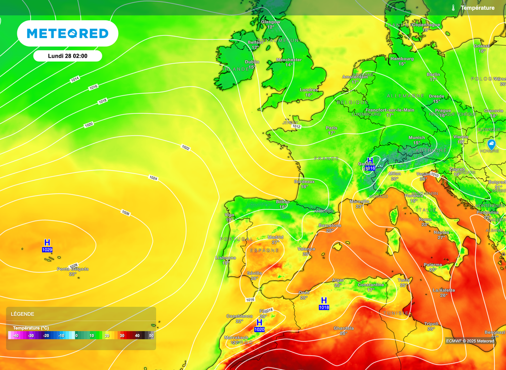Un anticyclone trop en retrait pour apporter un généreux et franc soleil. Un anticyclone trop en retrait pour apporter un généreux et franc soleil.