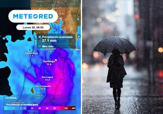 A qu&eacute; hora llegan las lluvias a Santiago este domingo: nuevo frente activa precipitaciones en la RM