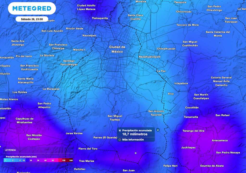 Acumulados de lluvia CDMX 26 de julio