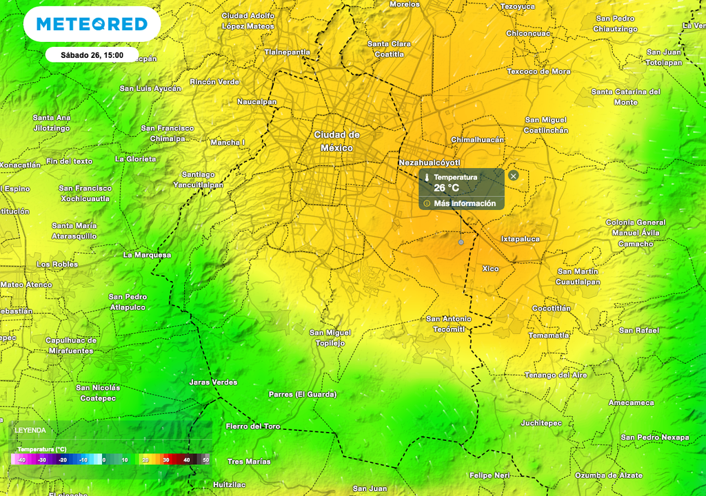Temperatura Máxima CDMX 26 de julio