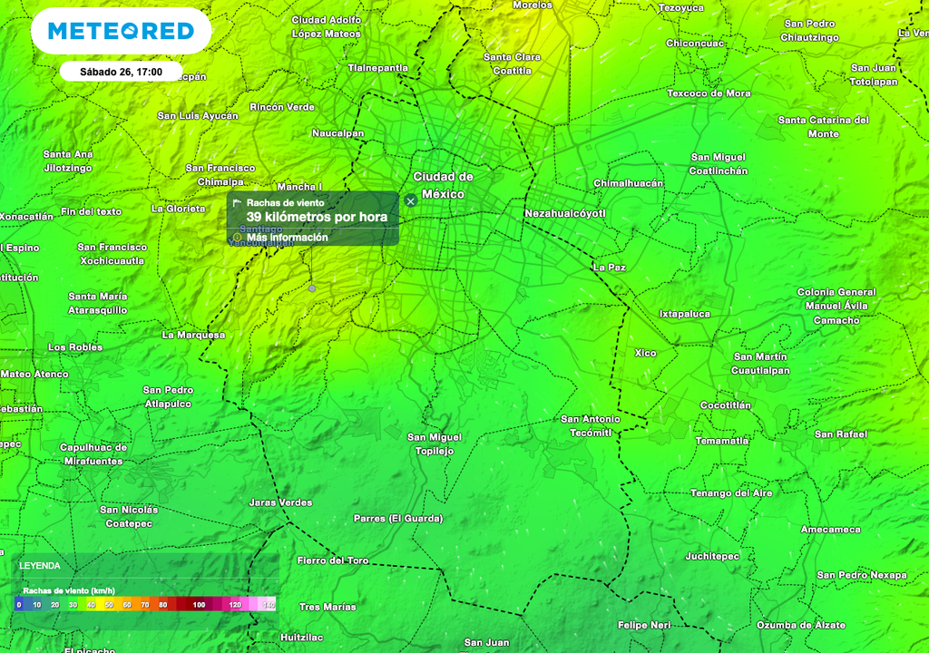 Rachas de viento CDMX 26 de julio