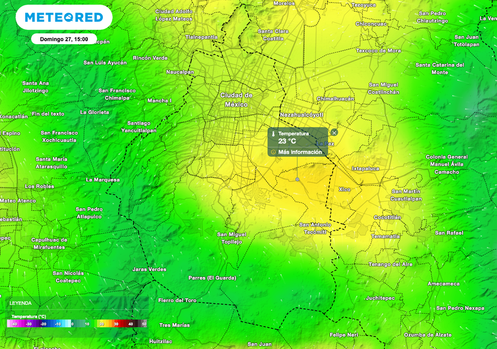 Temperatura máxima 27 de julio CDMX