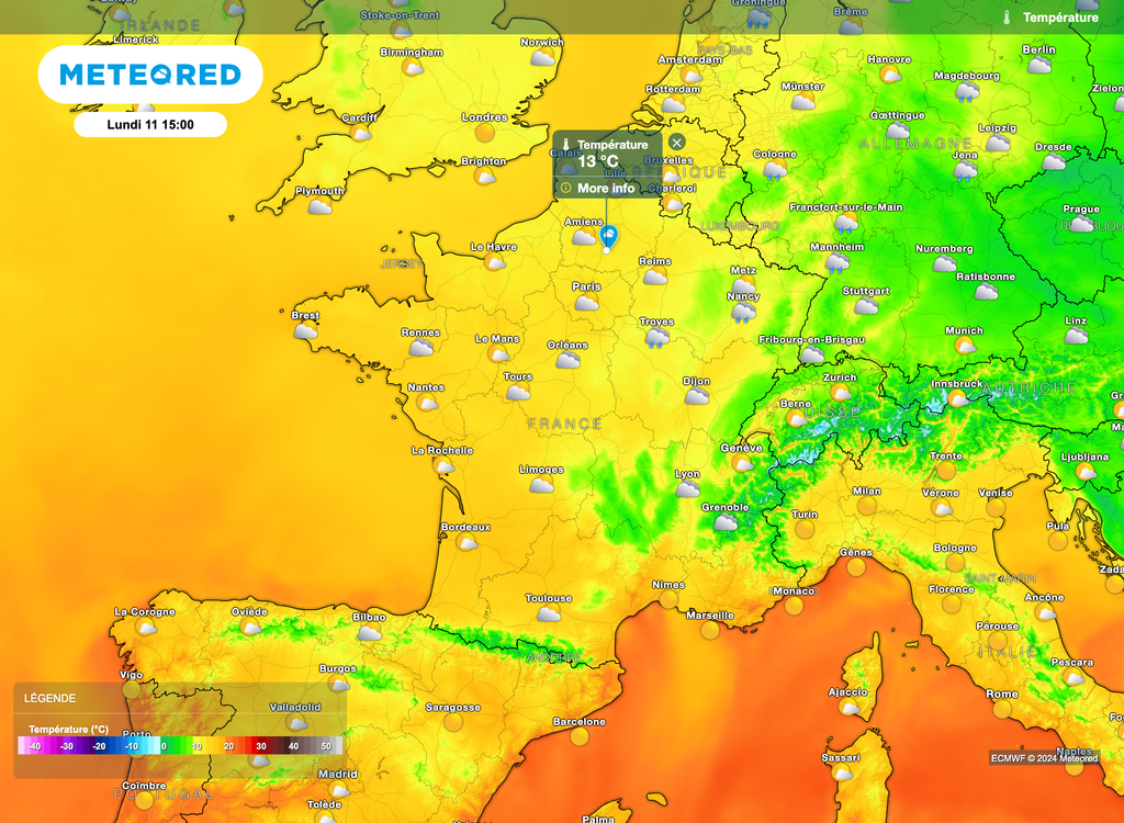 La douceur tentera de persister sur la moitié ouest et sur l'extrême sud dans le courant d'après-midi.