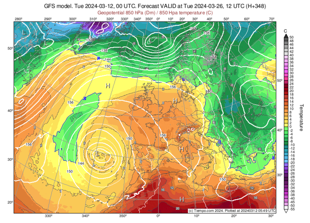 De l'air très doux pourrait être advecté par la zone dépressionnaire sur la France. De l'air très doux pourrait être advecté par la zone dépressionnaire sur la France.