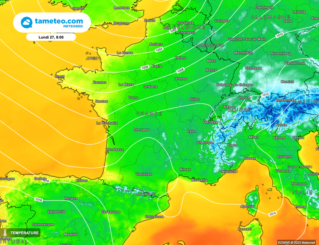 Une matinée de lundi douce vers l'Ouest, encore froide à l'Est.