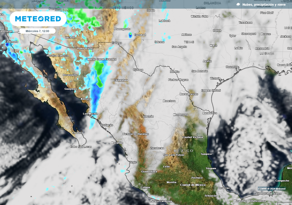 Nubosidad, viento y lluvias en México