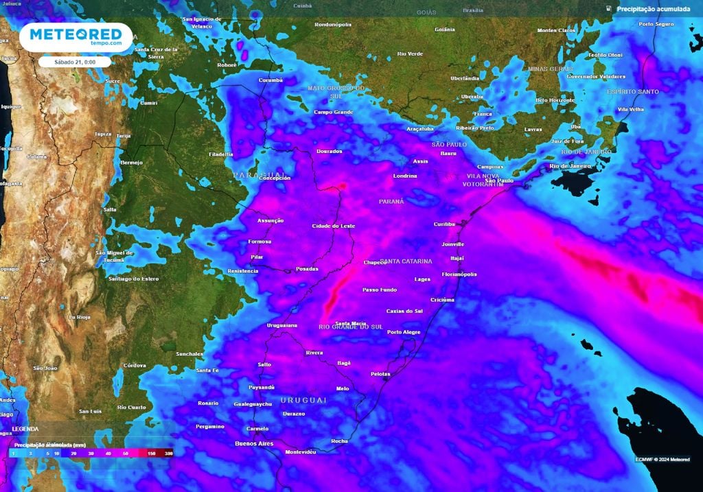 acumulado de precipitação alerta de tempo severo