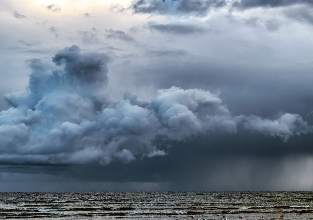 Rain over sea.