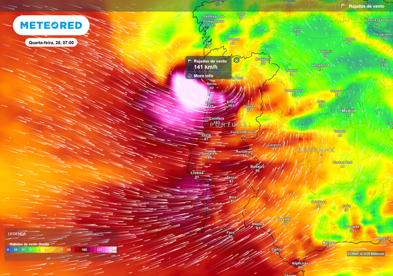 Alerta: a tempestade de quarta-feira colidir&aacute; com ar polar, fustigando Portugal com vento forte, neve e chuva