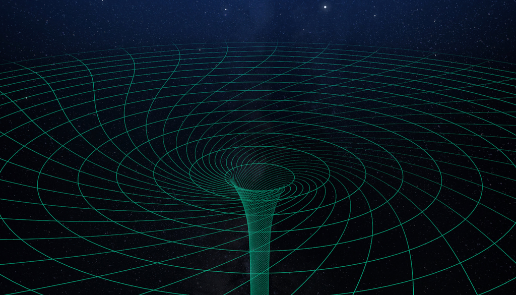 Previsto pela relatividade geral de Einstein, o frame-dragging ocorre quando a rotação de um corpo massivo influencia a geometria do espaço-tempo ao seu redor. Crédito: ICRAR Previsto pela relatividade geral de Einstein, o frame-dragging ocorre quando a rotação de um corpo massivo influencia a geometria do espaço-tempo ao seu redor. Crédito: ICRAR