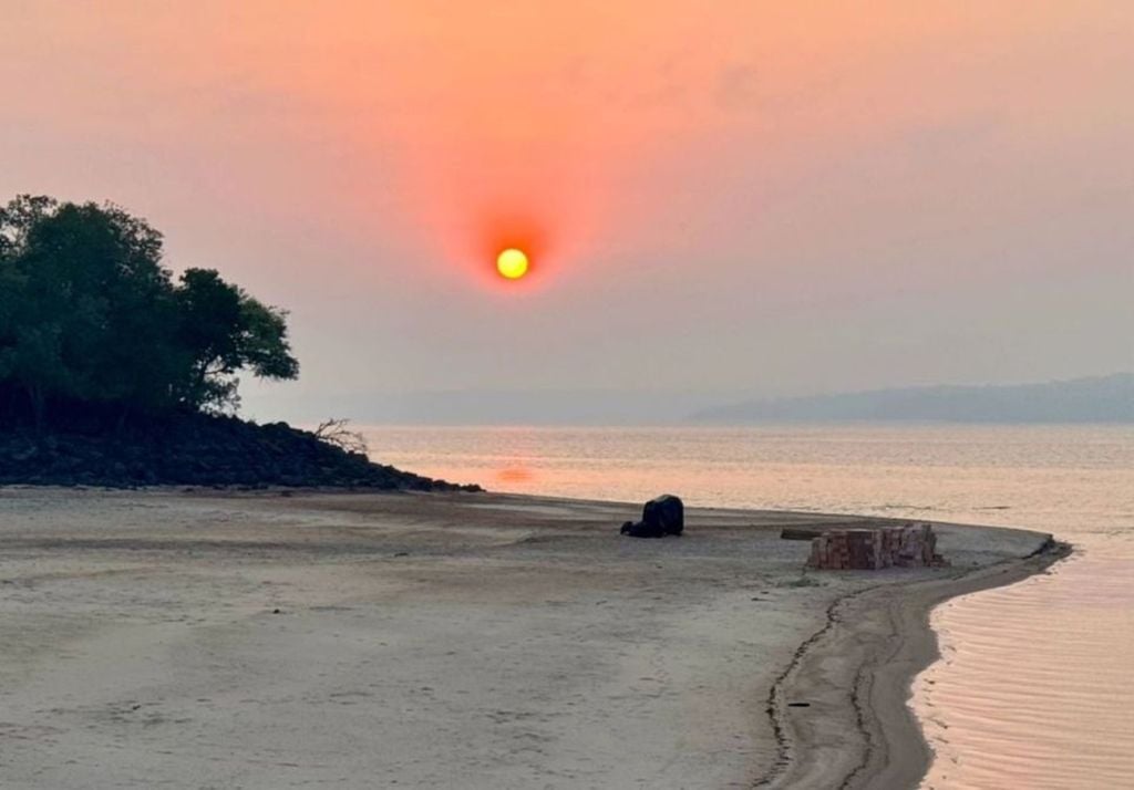 Horizonte de Santarém coberto por fumaça