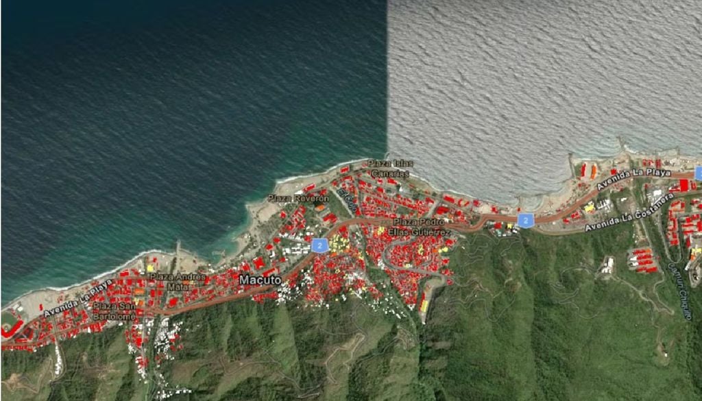 imagen satelital del sismo de Venezuela, NASA Edificios probablemente dañados o derrumbados en una de las zonas más afectadas por el doble sismo de Venezuela, Créditos: NASA