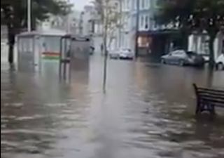 Aberystwyth hit by floods after heatwave in Wales