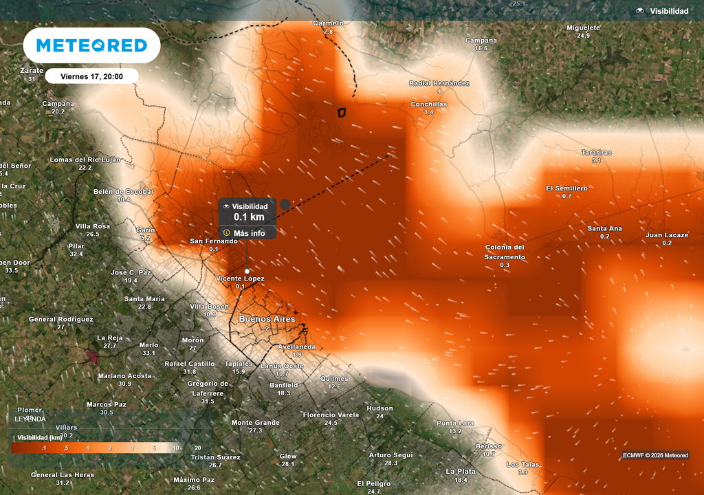En la noche del viernes podrían registrarse nieblas y neblinas especialmente en localidades cercanas al río de la Plata y cursos de agua del AMBA.