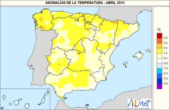 Abril 2015, Muy Cálido Y Con Precipitaciones Algo Inferiores A Lo Normal
