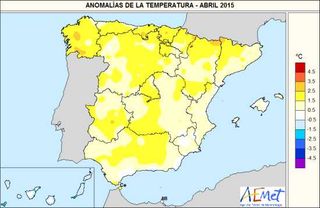 Abril 2015, muy cálido y con precipitaciones algo inferiores a lo normal