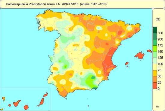 Abril 2015, Muy Cálido Y Con Precipitaciones Algo Inferiores A Lo Normal Precipitación abril 2015