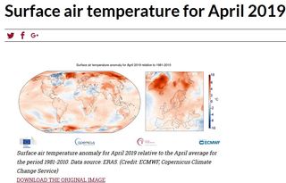 Abril 2019: Nota de prensa de Copernicus Climate Change Service (C3S)