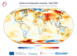 Abril de 2025 fue el segundo abril más cálido a nivel global y estuvo más de 1,5 °C por encima de la era preindustrial
